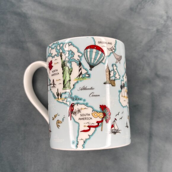 Rare Tiffany & Co Bone China Coffee Mug with World Map Motif - Picture 2 of 5